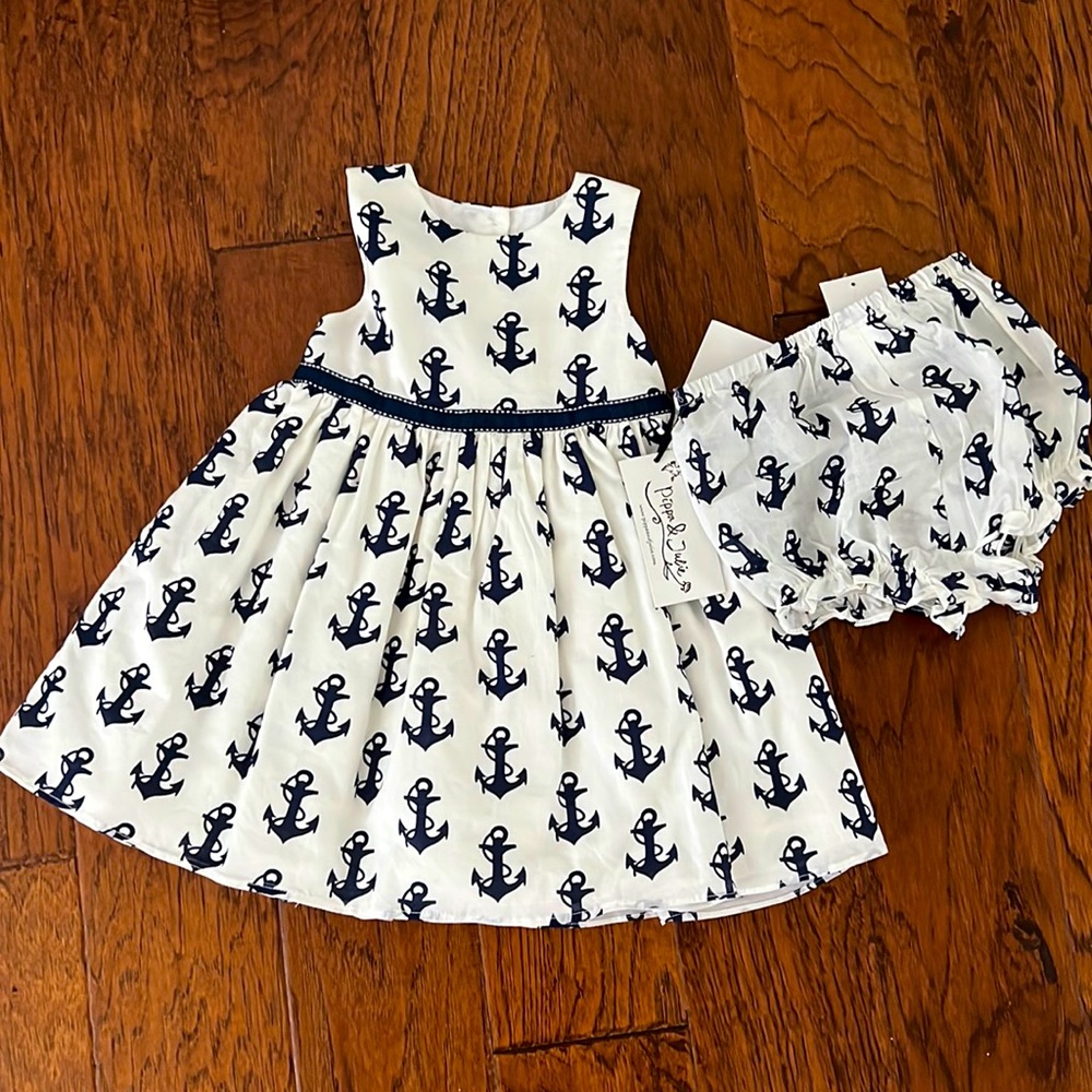 24M Blue/White Anchor Dress + Bloomers *BRAND NEW* * Tags Attached *
